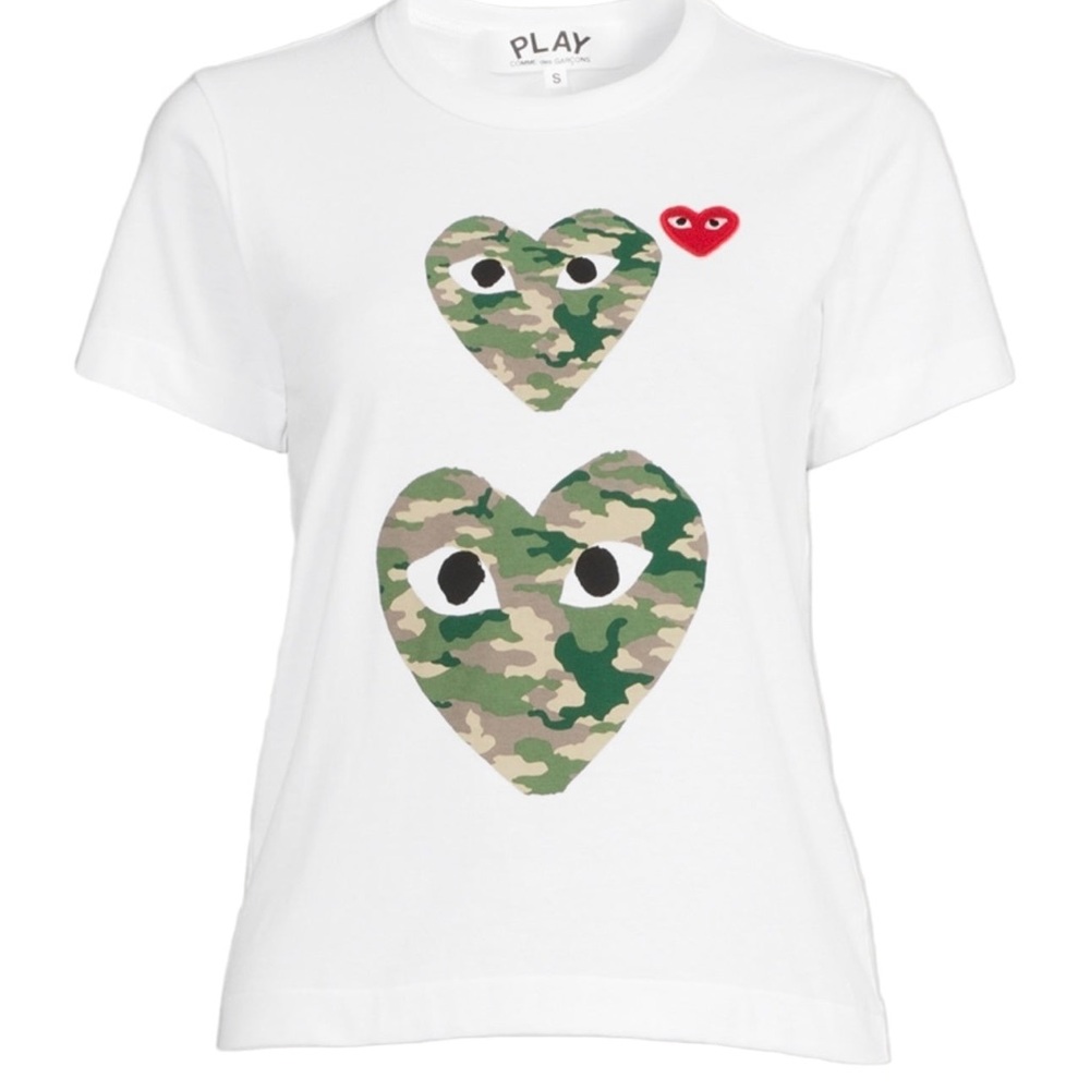 Comme des Garcons PLAY White Camo Heart Tee